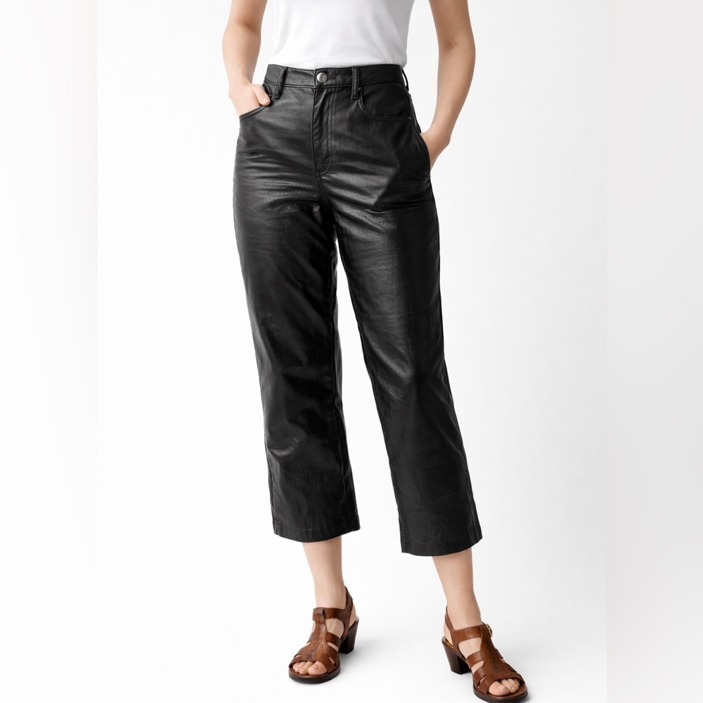 Wilfred Black Faux Leather High-Rise cropped Pants Sz 4